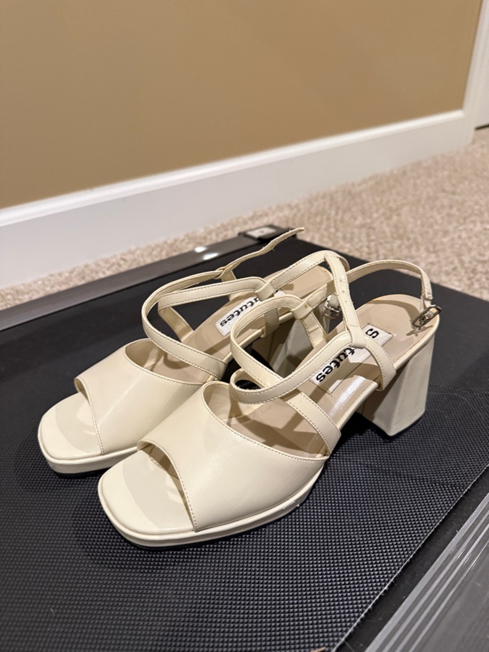 Staccato Cream Strappy Block Heel Sandals